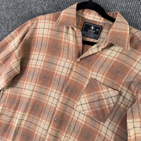 Thunder Mens XL Plaid Flannel Shirt Long Sleeve Grunge Western Workwear Casual - Picture 1 of 8